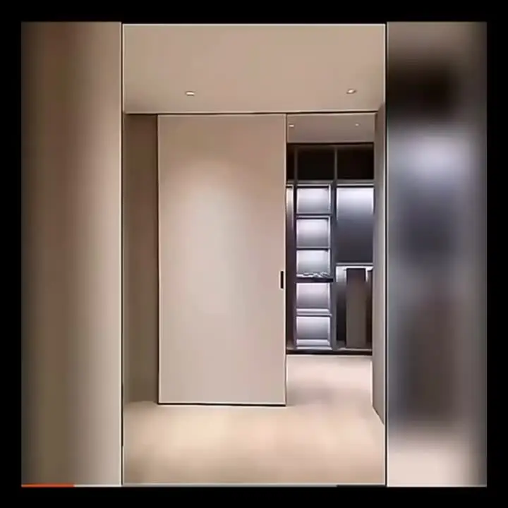 Trackless Ghost Sliding Door Concealed Sliding Barn Door Hardware Soft Closing Interior Wall Mount Hidden Track Rolling Kit,No Door Flat Track Barn Door Hardware