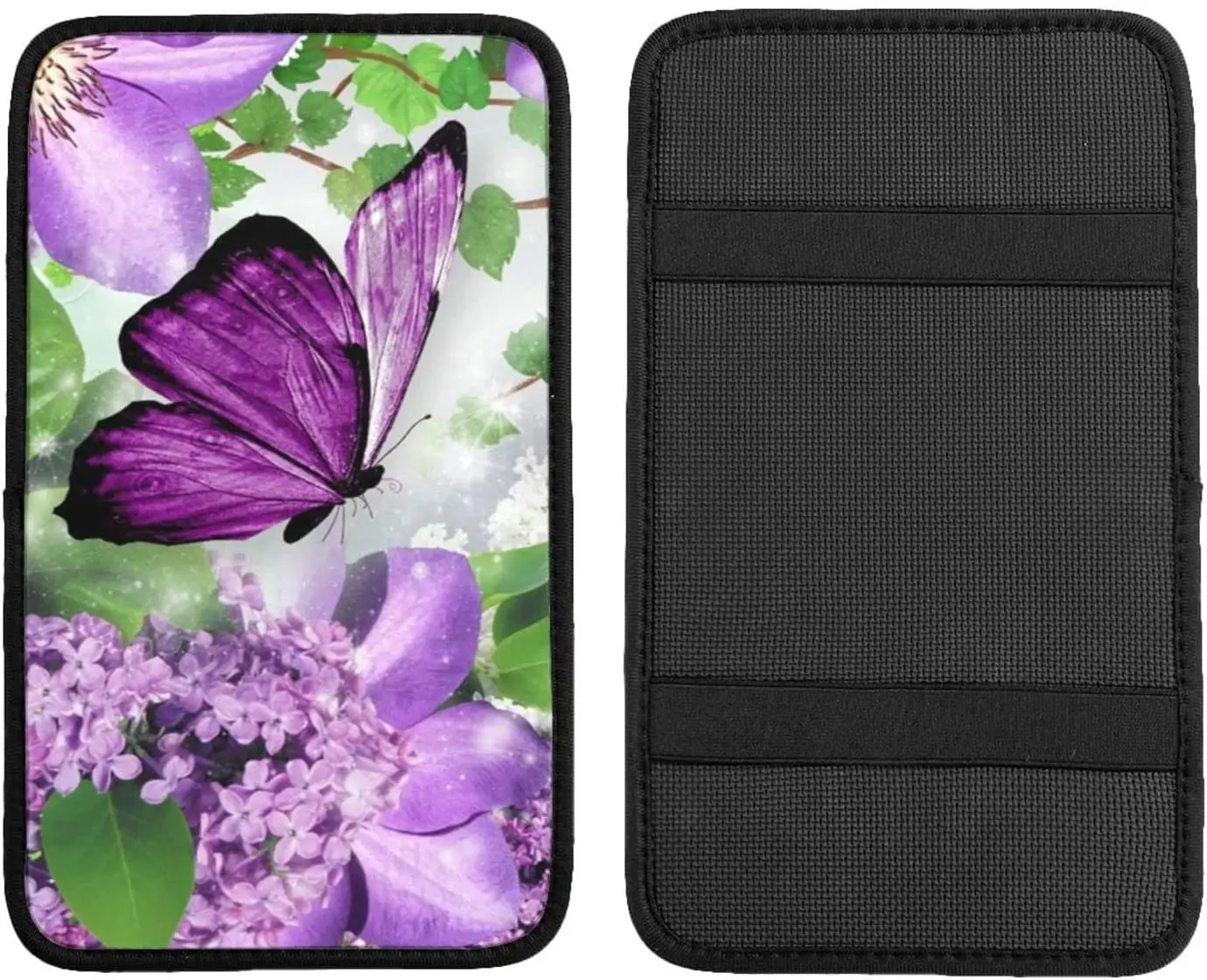 

Накладка на подлокотник центральной консоли автомобиля, мягкая удобная накладка на поручни автомобиля с принтом сиреневых бабочек и цветов, универсальная, подходит для