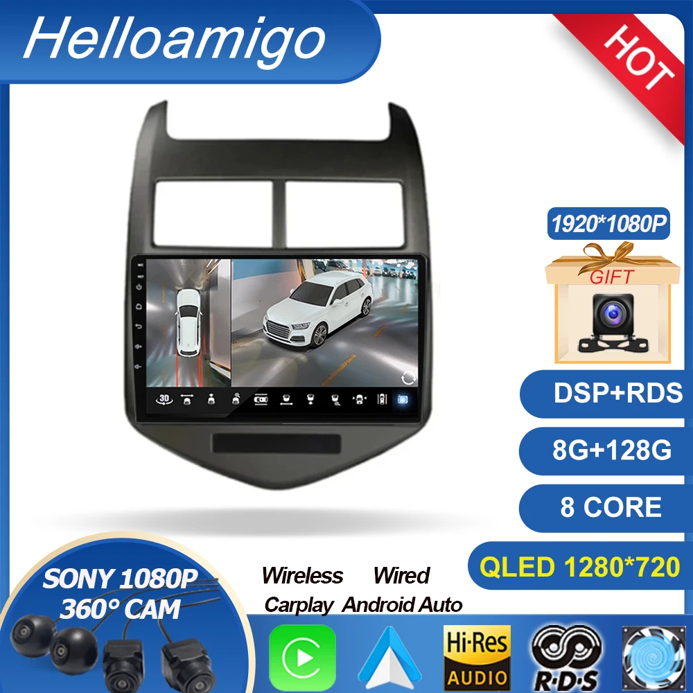 

Для Chevrolet Aveo Sonic 2011- 2015 Авторадио мультимедийный плеер беспроводной Carplay Авто 4G LTE Wi-Fi BT5.0 QLED No 2din Android 12