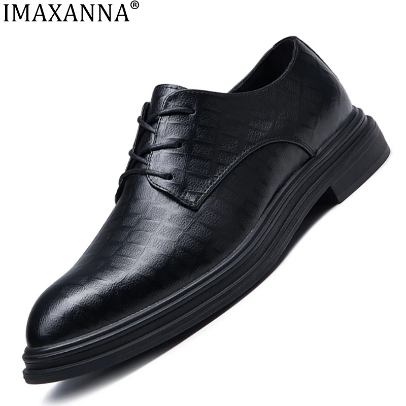 

IMAXANNA Black Men Suit Shoes Party Men's Dress Shoes Italian Leather Zapatos Hombre Formal Shoes Office Sapato Social Masculino