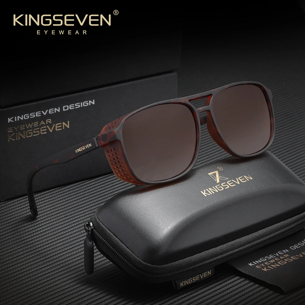 KINGSEVEN Modische Sonnenbrille mit großem Rahmen für Herren, Vintage Polarisierte Damenbrille, Fahren, Urlaub, Outdoor, UV400, TR90
