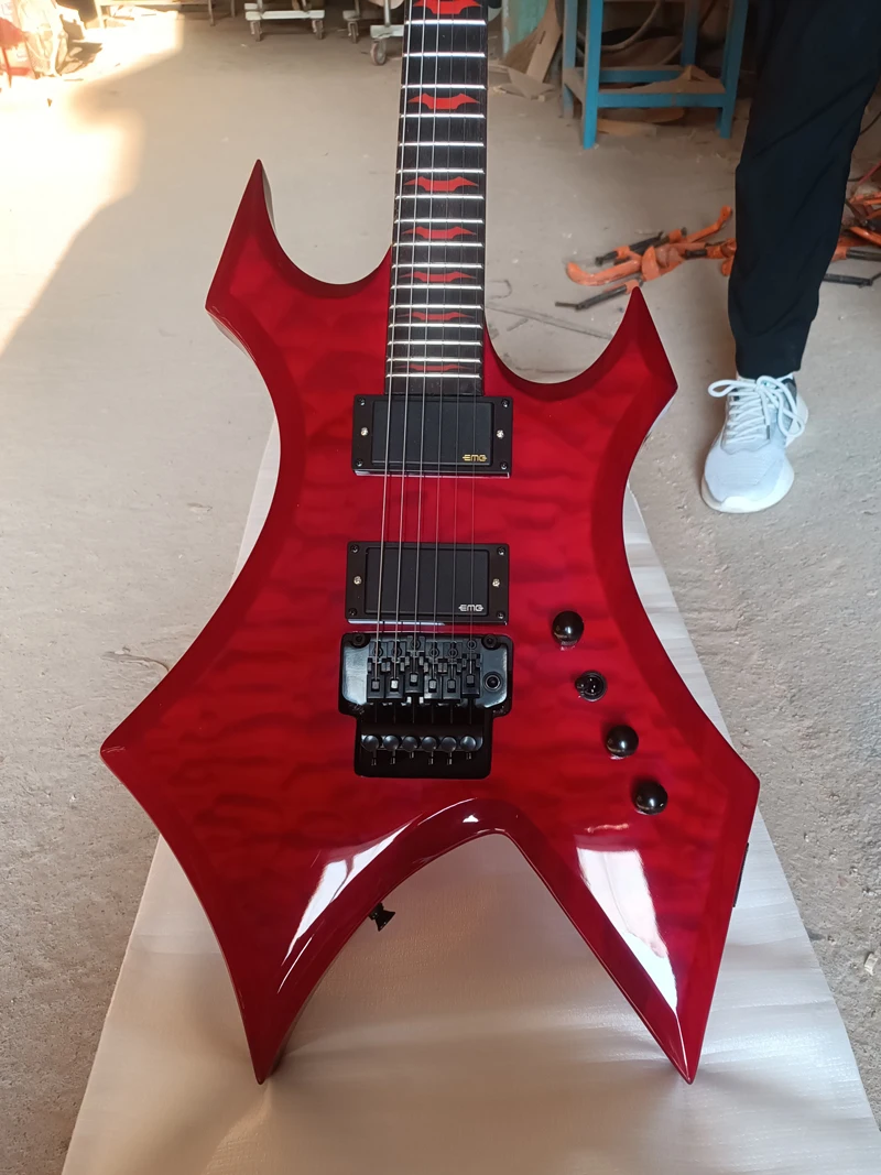 OEM BC Rich Electric guitar with quilted maple tips, red bat fingerboard, nail head guitar - AliExpress