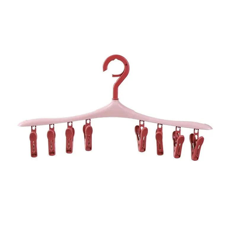 1PC Multifunctional Windproof Drying Rack with 8 Clips for Clothes Underwear Socks Candy-Colored Plastic Clothes Hanger 6
