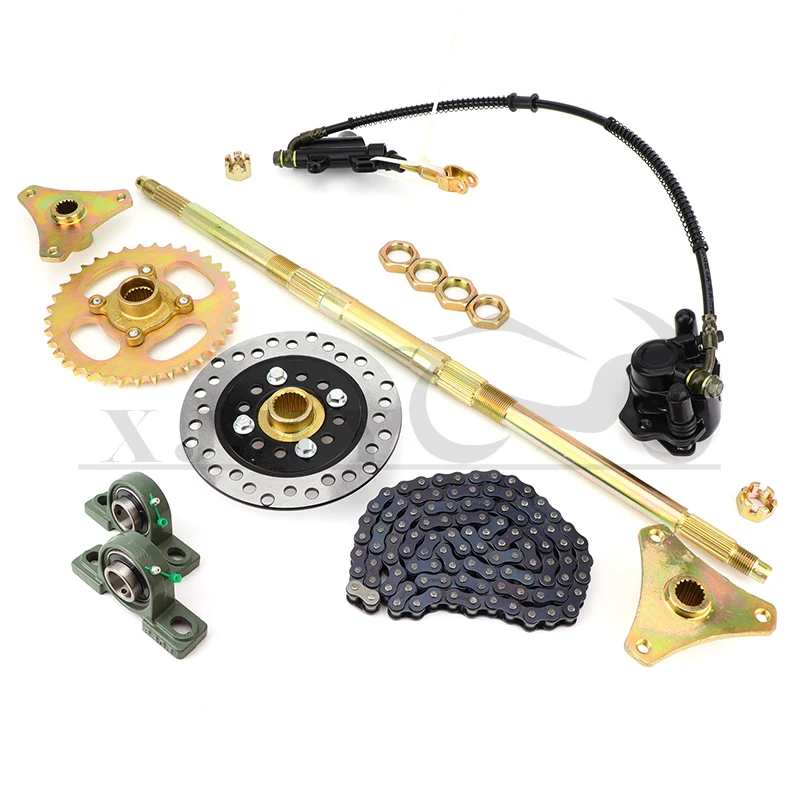 ATV Go Karts Rear Axle kits STD 20mm Complete Assembly with Carrier Hub Brake Disc Chain