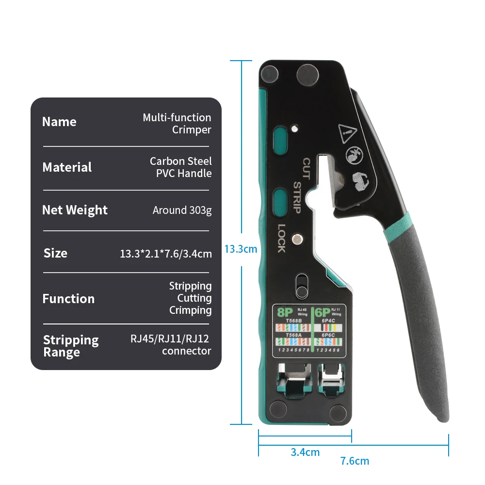 ethernet crimping tool RJ45 RJ12/11 crimper plier pass through stripping for Cat6 Cat5 Cat5e RJ45 connectors