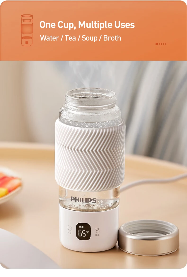 Philips Portable Electric Kettle 2-in-1 Water Boiling/Health Cup 4 Temperature Settings 400ML Portable Water Boiling Cup