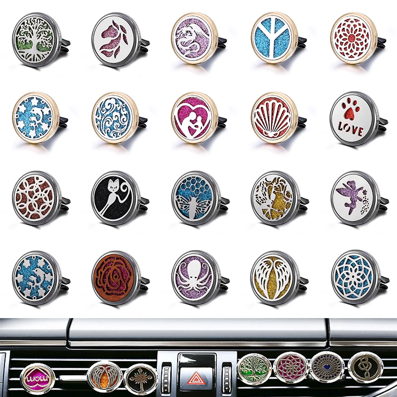 

Refillable Car Air Freshener Smell Perfume Diffuser Clip Auto Vent Essential Oil Stainless Steel Locket Interior Accessories