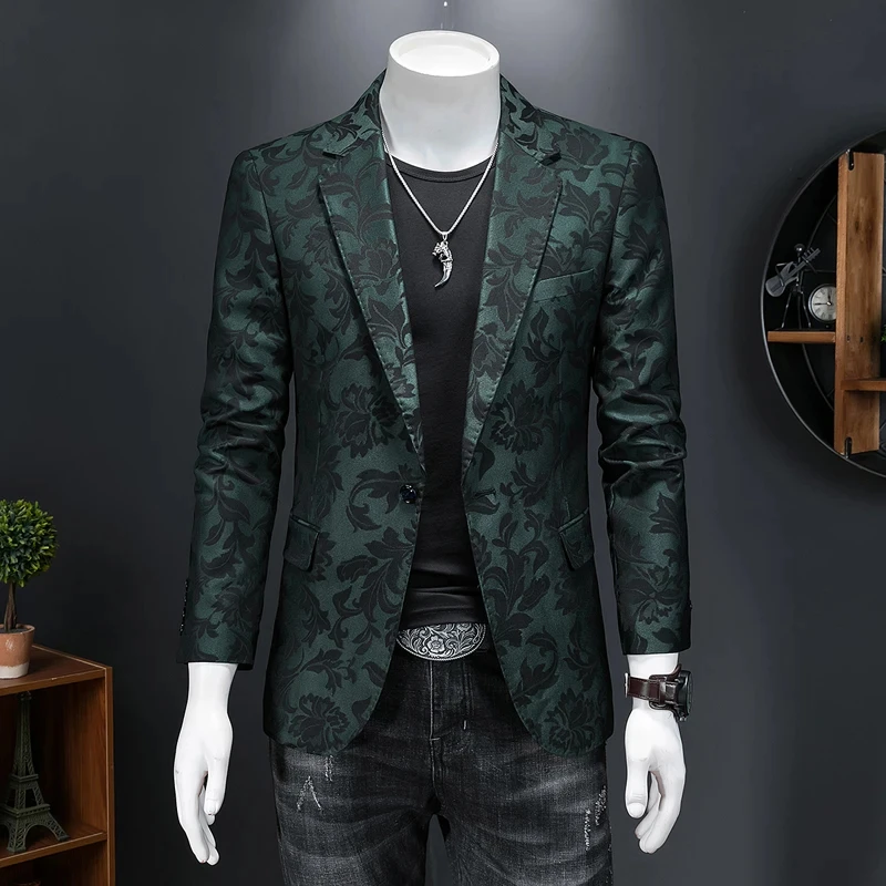 

T133 British style luxury jacquard blazer men's 2022 business slim casual men's groom wedding suit