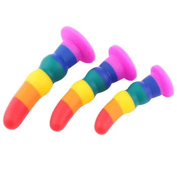 Rainbow Silicone Dildos Anal Plug Realistic Dildo Suction Cup Dildo Sex Toys for Women Lesbian Masturbators Penis tools 6