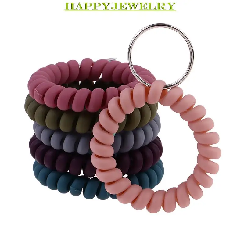 6Pcs Multipurpose Wrist Keychain Coil Spiral Keychain Holder Bathroom