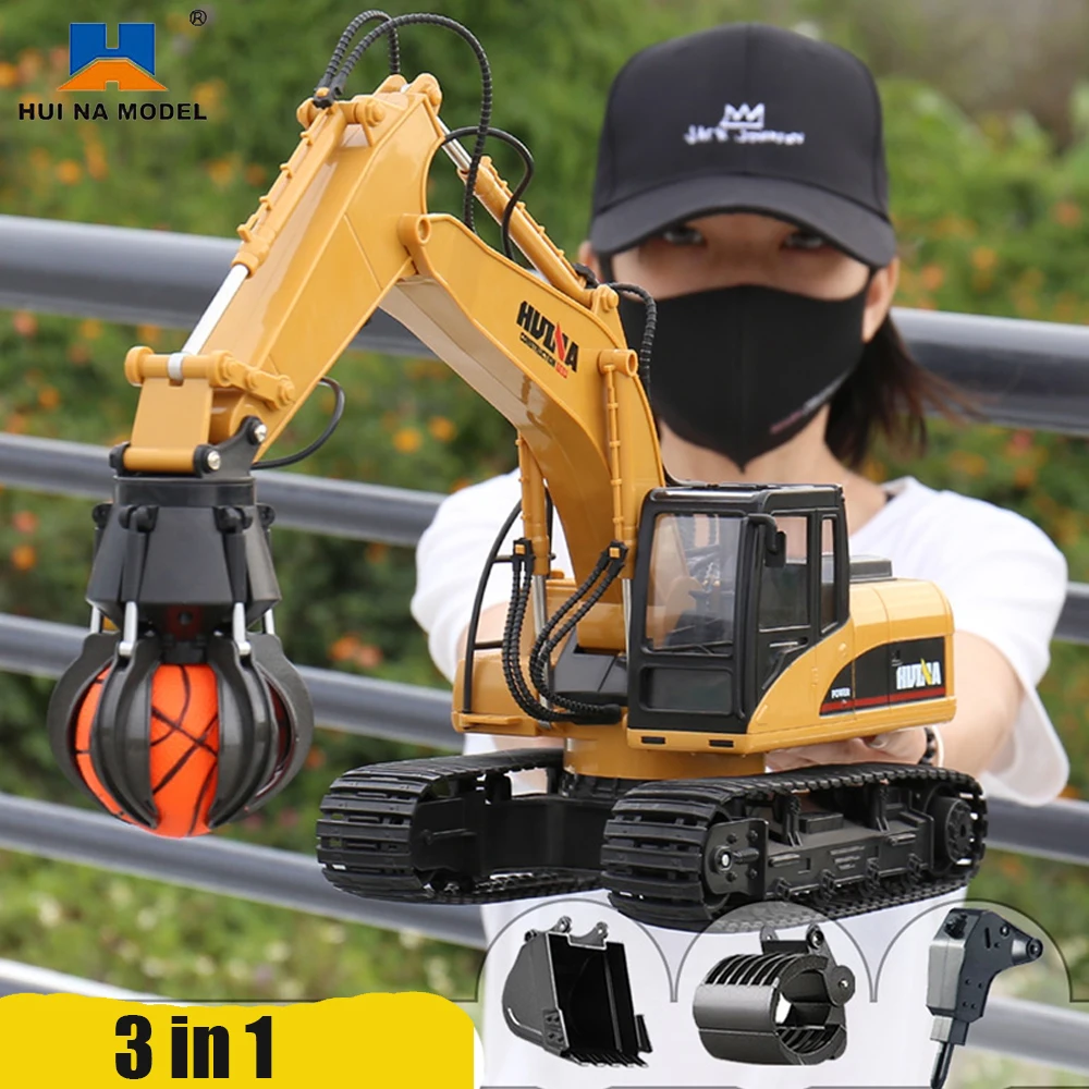 HUINA excavadora 3 en 1 de 16 canales para niños, camión de control ...