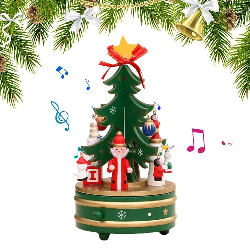 

Music Box Christmas Christmas Theme Wooden Musical Tabletop Decor Educational Musical Figurine Windup Christmas Festival