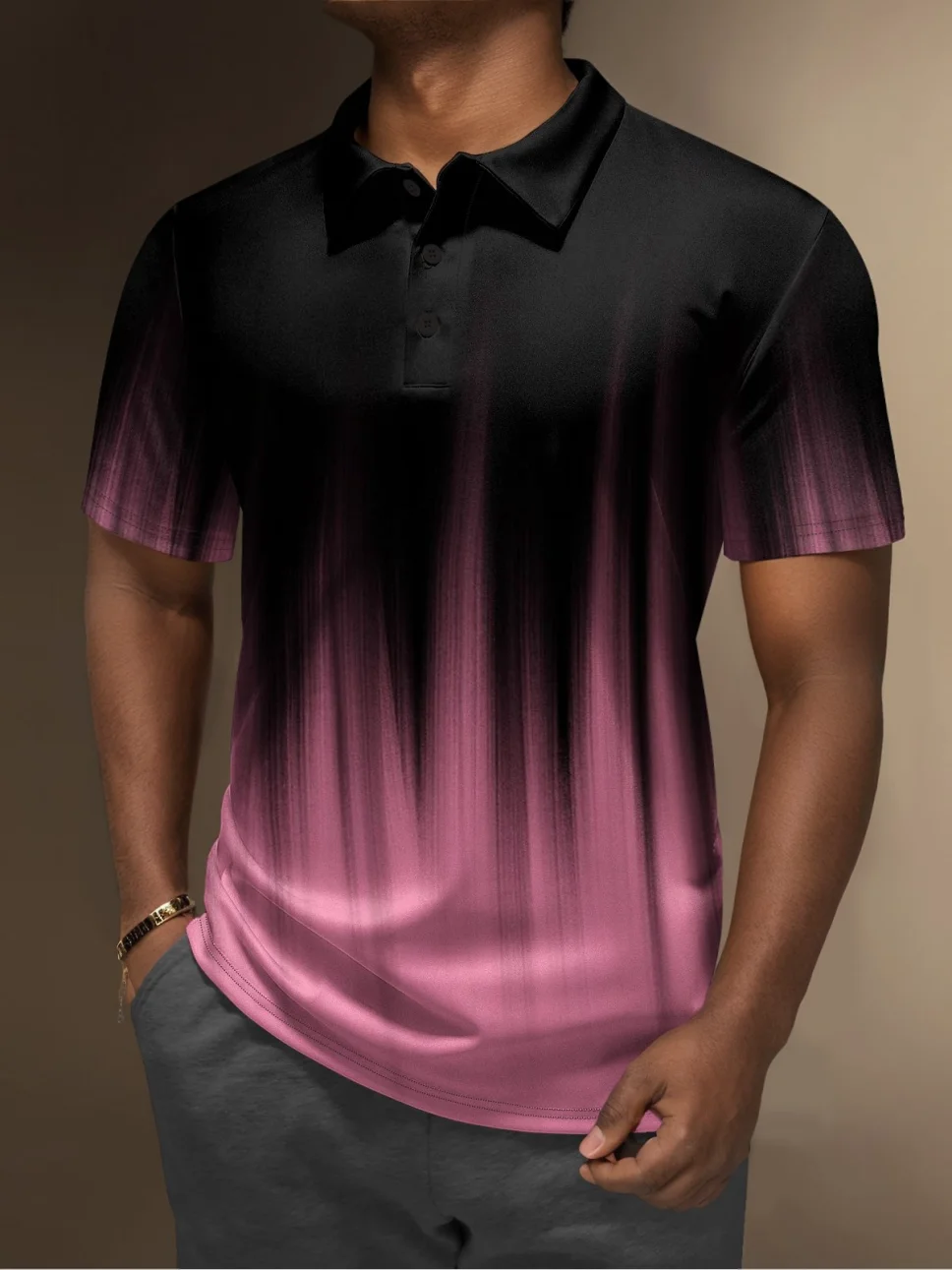 2025 men's t-shirt fashion casual home polo shirt 3d print stripe gradient print men's street lapel button polo short sleeve 10 Sfdd6aa480f5944288353fb6866d51d48f