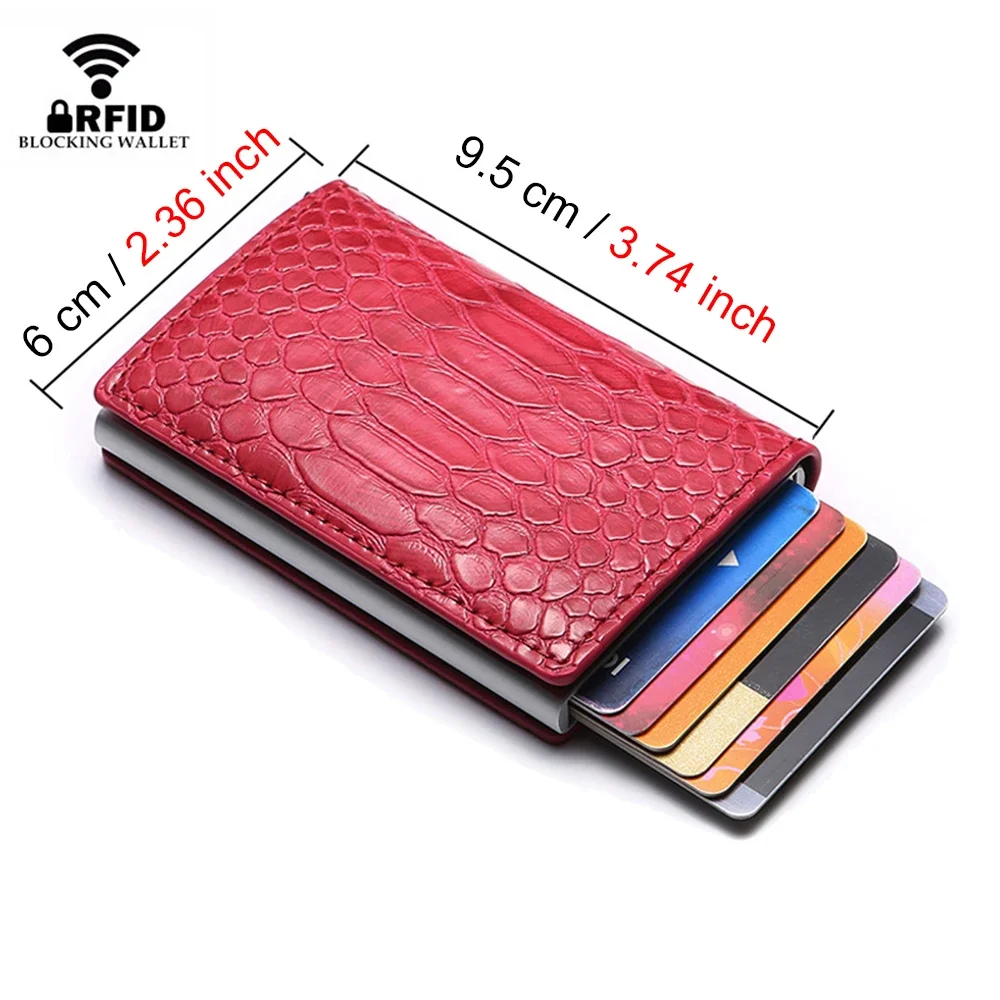 럭셔리 RFID ID 신용카드 홀더 남성 여성 지갑, 레드 미니 매직 남성, 얇은 슬림 여행 미니멀리스트 지갑, 은행 카드 홀더 케이스