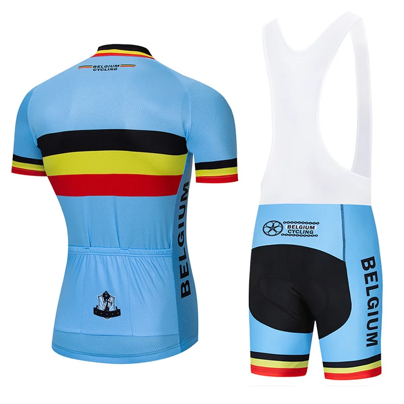 Team Belgium Cycling Pro Jerseys 20D Bib Set MTB Summer Bicycle Clothing Ropa Ciclismo Bike Wear Mens Short Maillot Culotte Suit