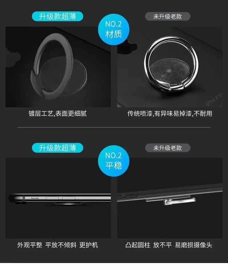 범용 마그네틱 휴대 전화 홀더, 매우 얇은 고급 금속, 자동차 브래킷, 스탠드 액세서리, 핑거 링