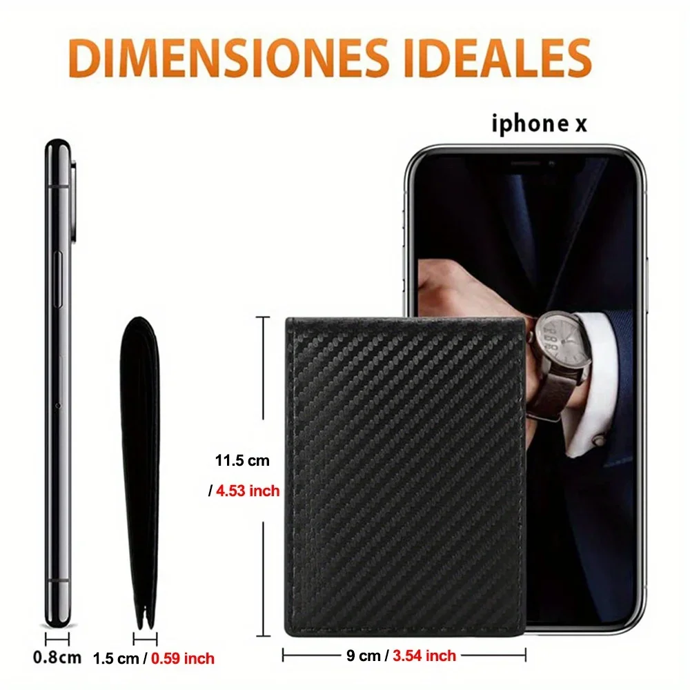 Minimalist Men's RFID Blocking Multi-functional Thin 12-card Wallet Bi-fold Portable Card Holder Money Clip Money Bag Male Purse
