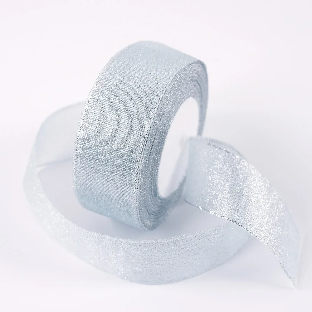 Glitter Organza Ribbon Bow for Decorations and Gift Wrapping, 40mm x 22m