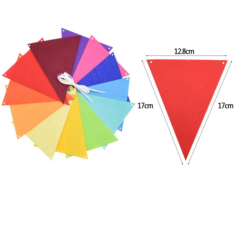 Flags 12 Colorful Triangle Pennant Flags Garland Multicolor Felt Banner Bunting Flag For Home Baby Shower Birthday Party Decor
