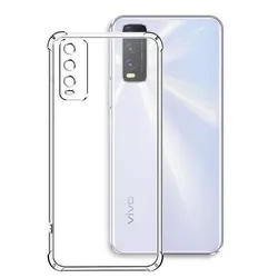 Shockproof Clear Silicone Phone Case - Enhanced Protection and Style for Vivo Y20i (Shockproof Case)