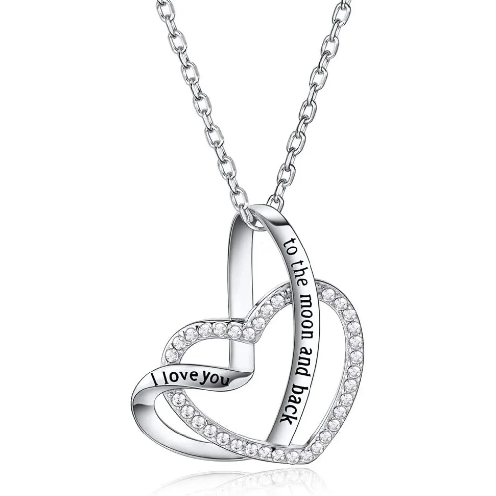 

Forever Love Heart Necklace for Women 925 Sterling Sliver Heart Jewelry I Love You Necklaces for Mother Daughter Girlfriend Wife