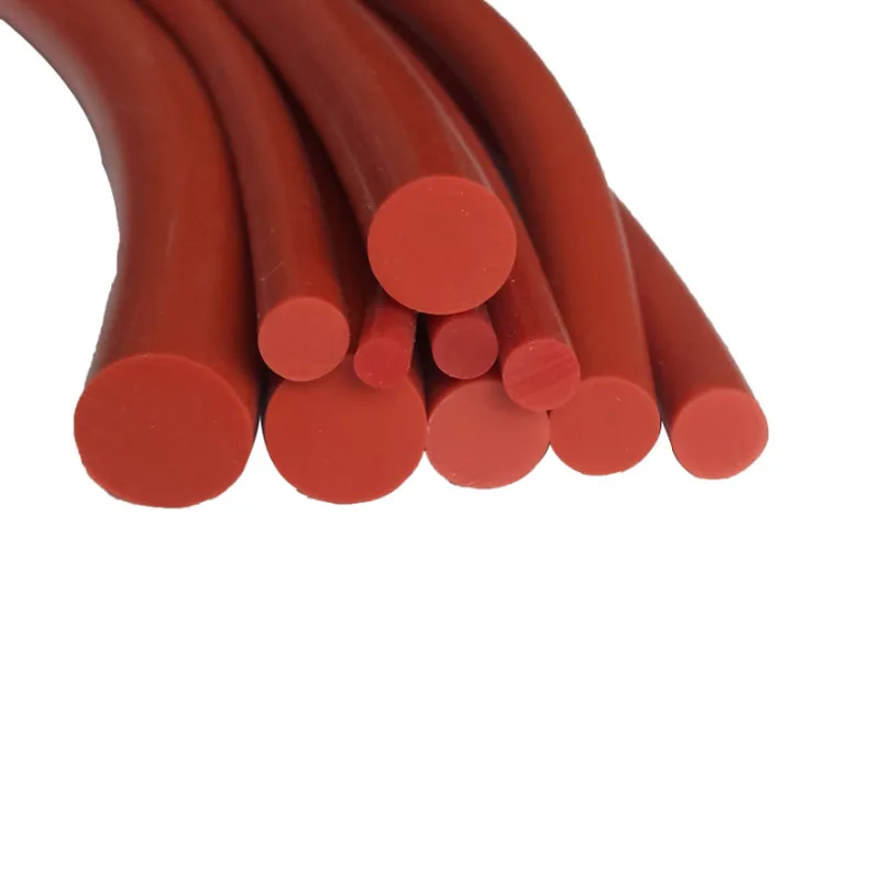 Red Round Solid Silicone Cord Silicone Rubber Rod Bar Rubber Gasket Trim Seal Strips O Ring High Temperature Waterproof