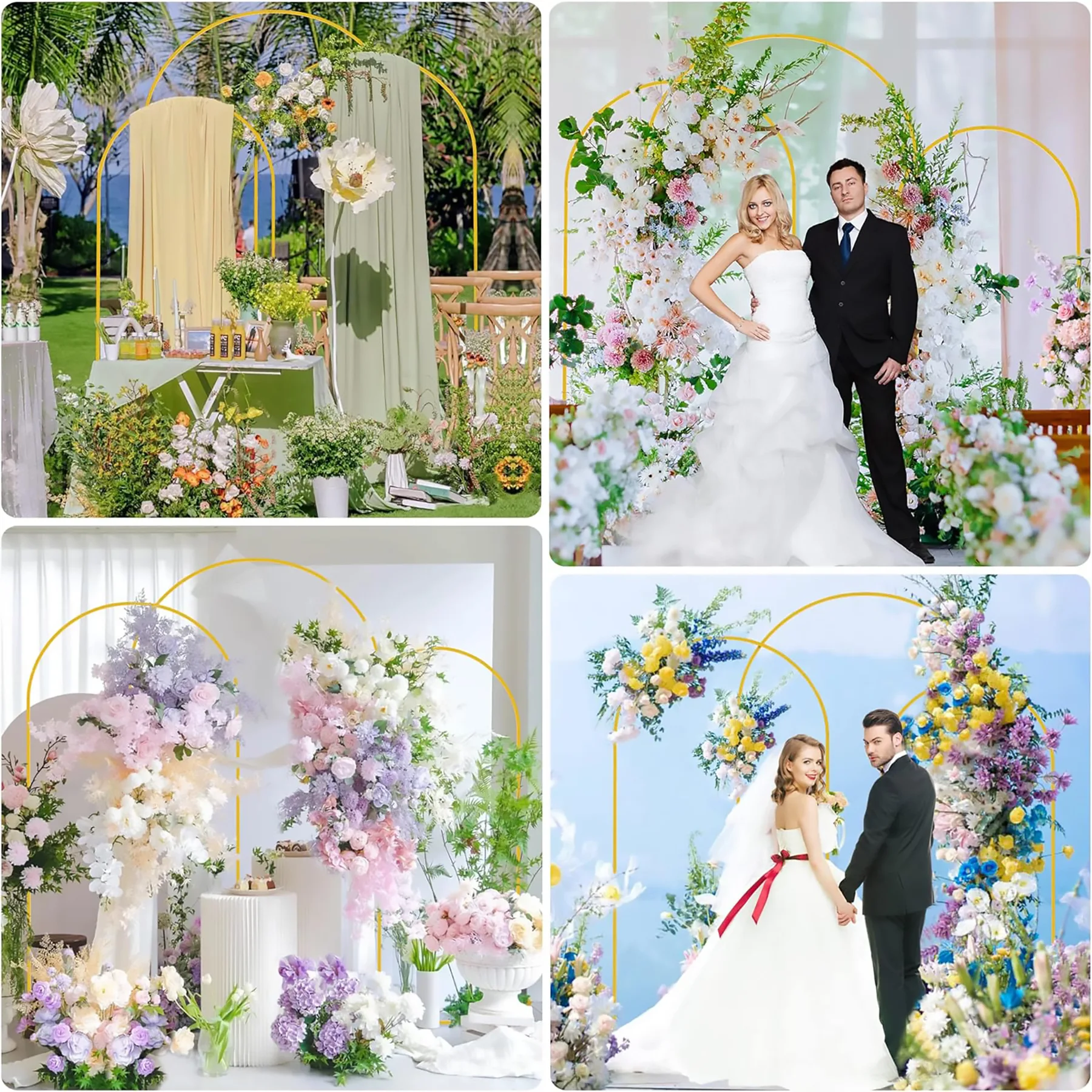 Golden Arch Frame Wedding Arch Stand Party Decoration Backdrop Stands Arched Round Tube Bracket Balloon Kit Display