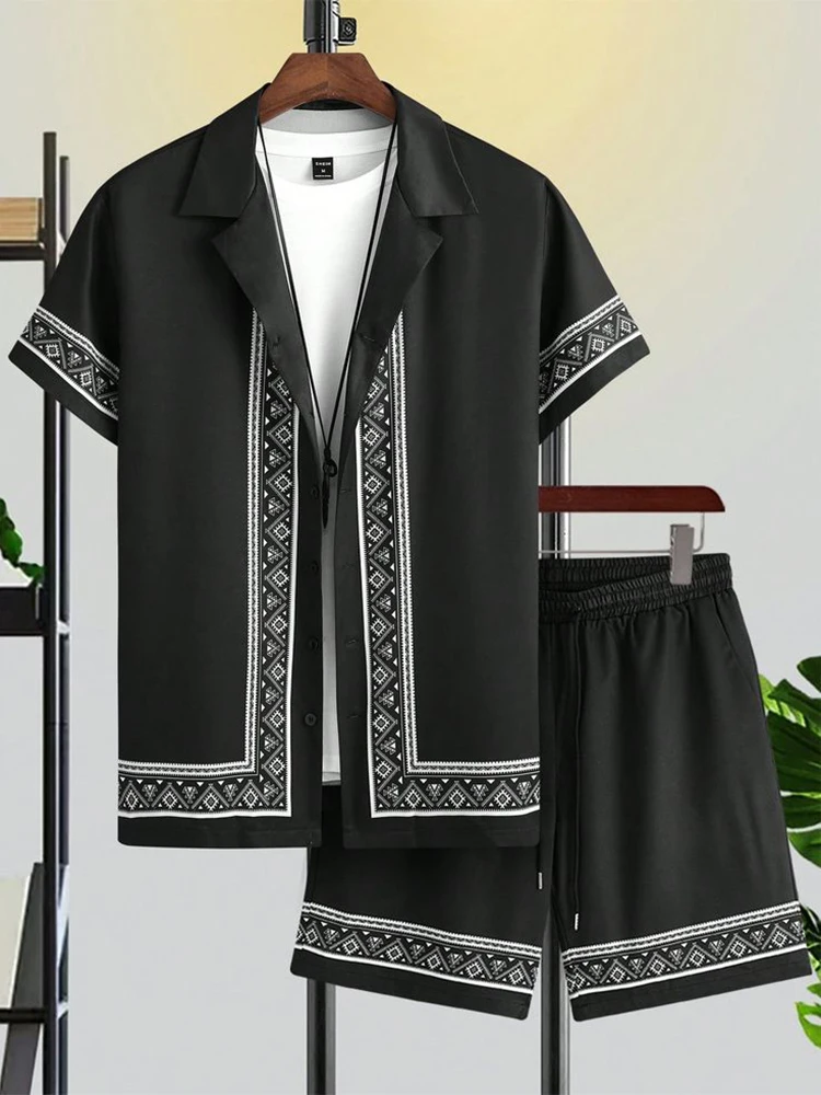 New Daily Casual Men's Shorts Summer Short Sleeve Shirt And Beach Shorts Men's Suit Stylish Hawaiian Men's Short Sleeve Shirt 5