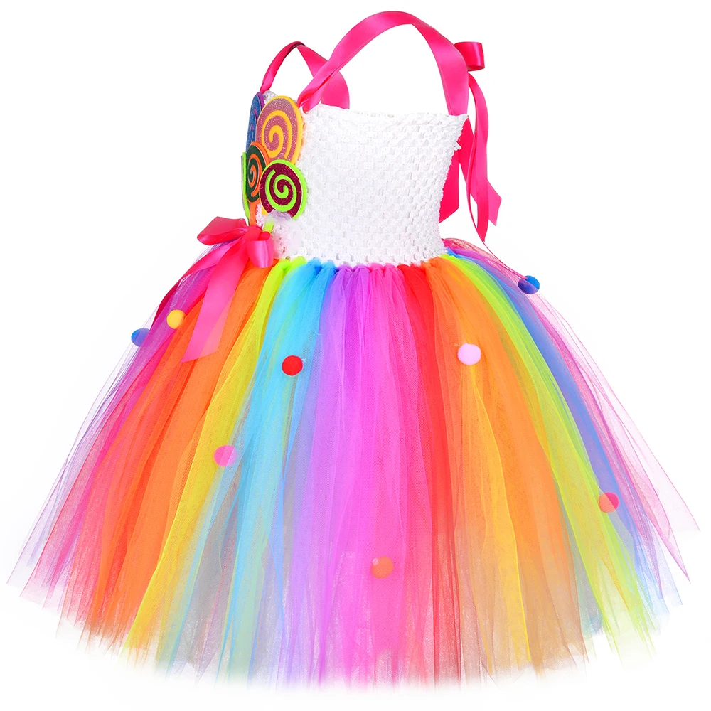 Vestito da tutù di caramelle lecca-lecca per ragazze Arcobaleno