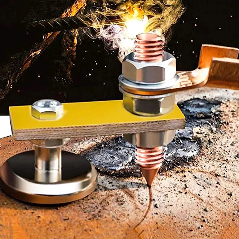 1Pc Strong Magnetic Welding Ground Clamp Magnet Head Welder Holder Fixture Sheet Metal Repair Ground Wire Clamp