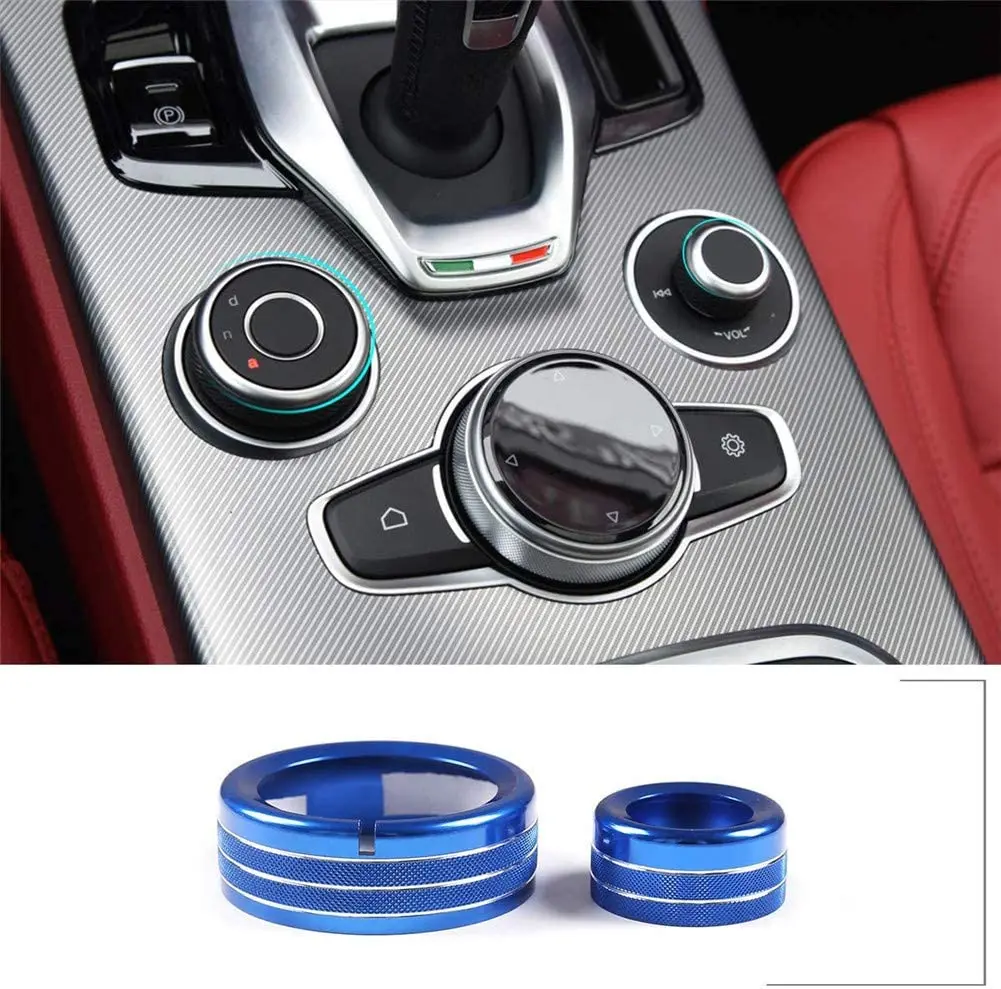 

For Alfa Romeo Giulia Stelvio 2020 Aluminum Alloy Car Interior Center Control Multimedia Knob Ring Trim Cover