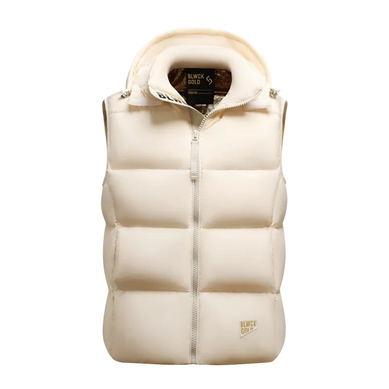 Men Down Vests Autumn Winter Casual Fashion Business British Warm White Duck Down Trend Versatile Hooded
