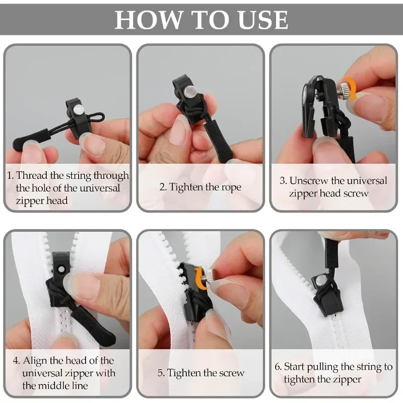 Universal Zipper Repair Kit Detachable Zipper Head Replacement Puller for Jacket Bags Coat Free Sewing 5/100pcs