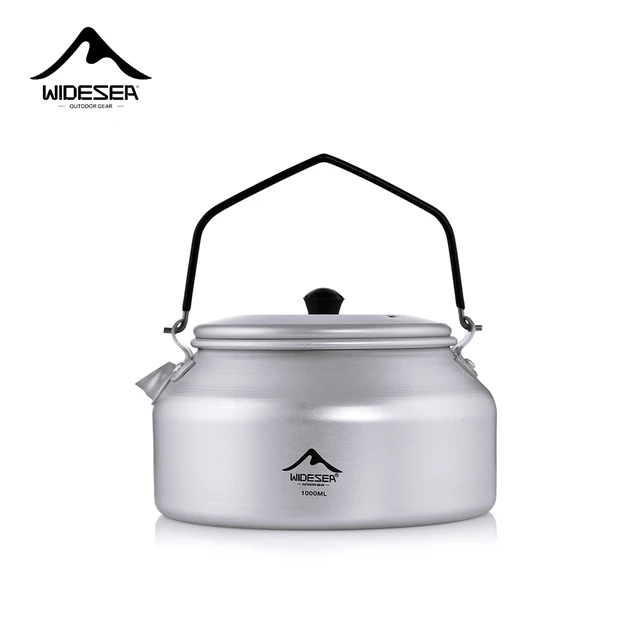 Widesea Camping Outdoor 1L kettle Pure Aluminum Short-hole Removal Handle Design Portable Cookware Travel Essential Appliance 1