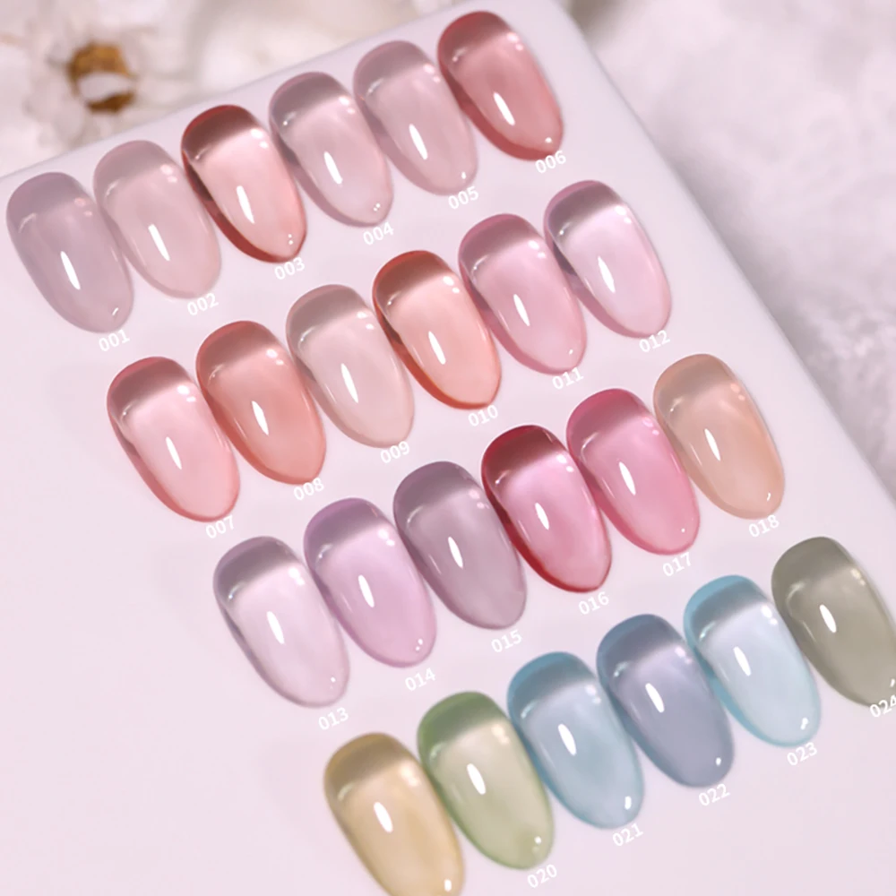 Vendeeni 24 Colors Jelly Transparent Gel Nail Polish Nude Pink Skin Color UV Soak Off Gel Varnish Jade Nail Art Gel Lacquer 15ml 2