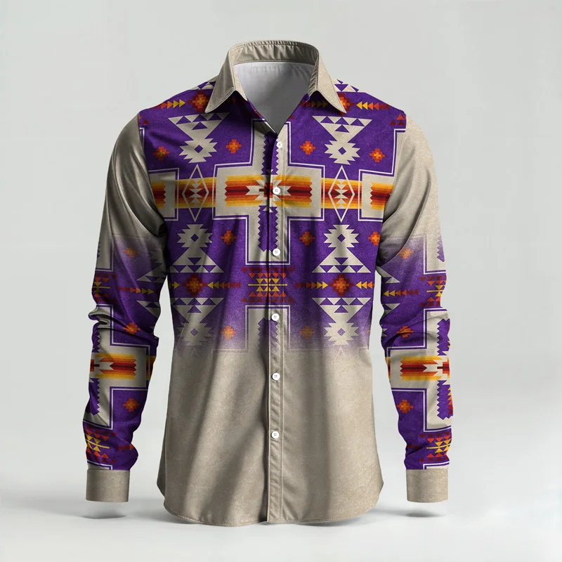 2025 Spring/Summer Fashion Men's Set Printed Simple Long Sleeve Suit Slim Fit Breathable Cotton Blended Casual Wear Resistant Fa_voghion.com