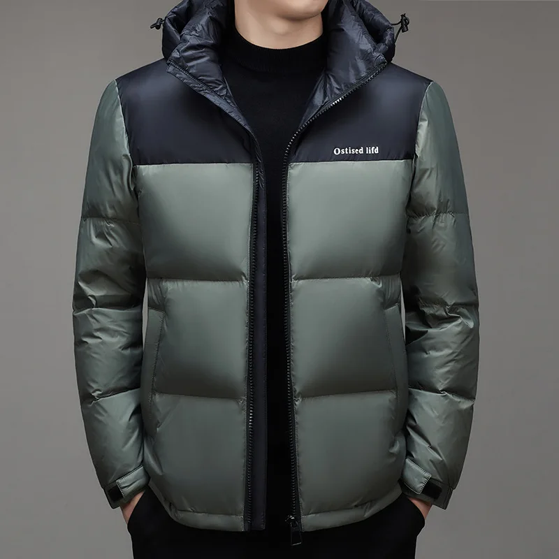 

men's down jacket 2023 new style Winter high-end hooded down jacket for men Men's color block duck down coat