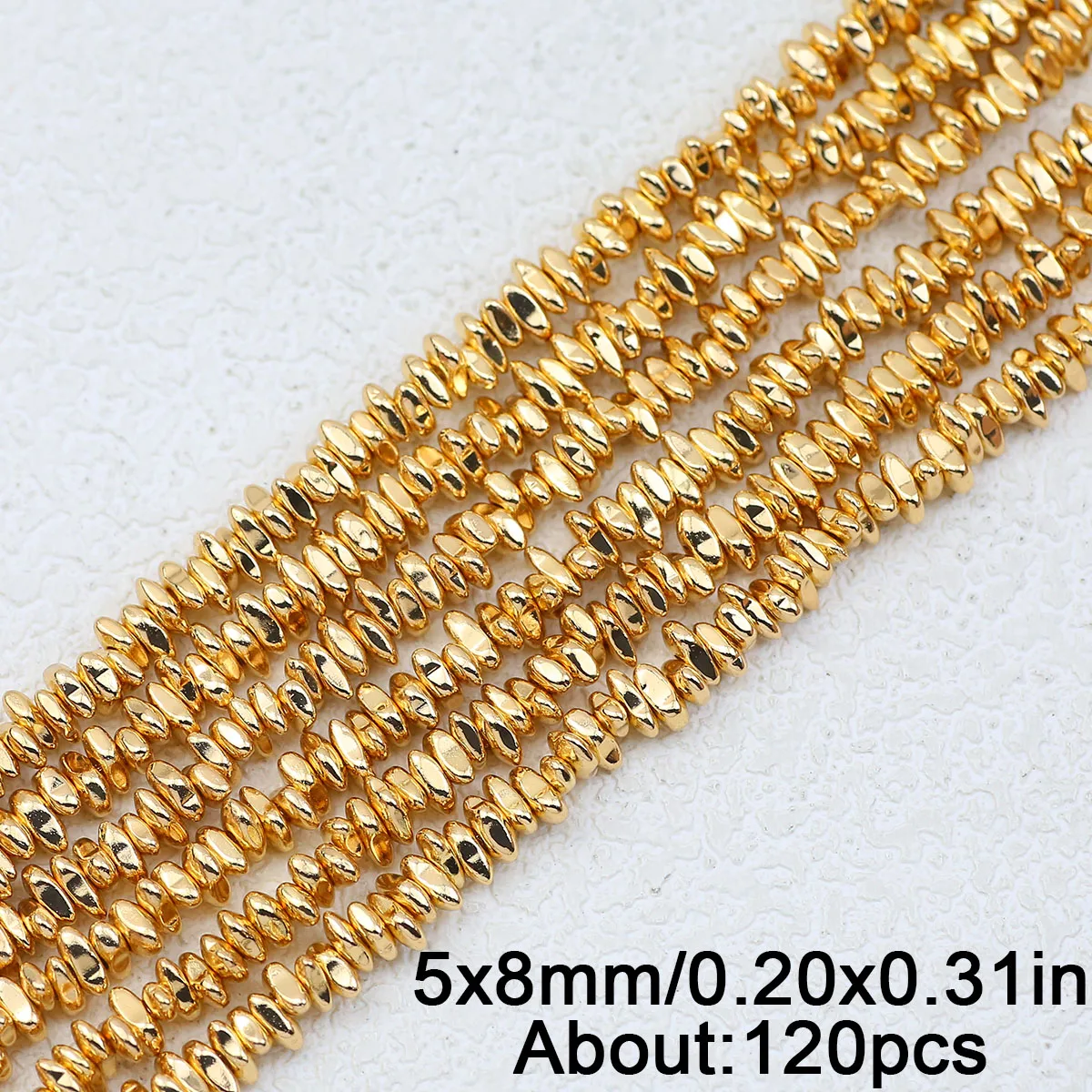 Gold-Toned Hematite Irregular Gravel Natural Stone Beads, 15'' Loose Spacer Beads for DIY Jewelry and Bracelet Making