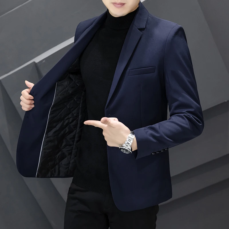 New Spring and Autumn Season Plus Cotton Thickened Two-button Men's Suit Casual Coat Korean Version of The Trend Men's Suit 2