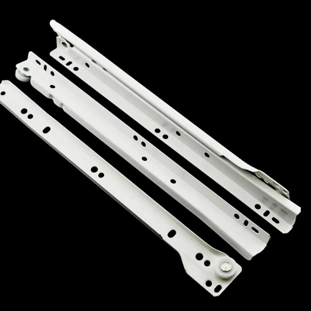 1Pair Mute Two Section Drawer Track Slides Cabinet Rails Thickening Table Chute Clothing Cabinets Roller Pulley Furniture Slide