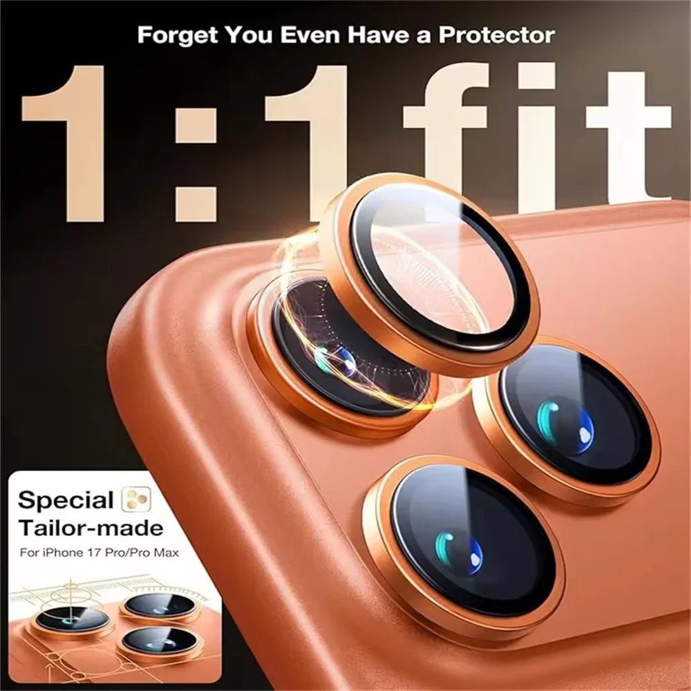 Premium Tempered Glass Camera Lens Protector with Metal Ring