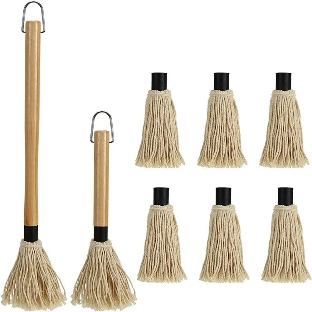 Wood Handle BBQ Sauce Basting Mop Brush for Grill Cooking