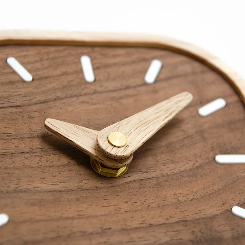 Wall Clocks Nordic Black Walnut Minimalist Desk Clock Wall Clock Bedroom Living Room Decoration Solid Wood Quiet Hanging Wall Watch
