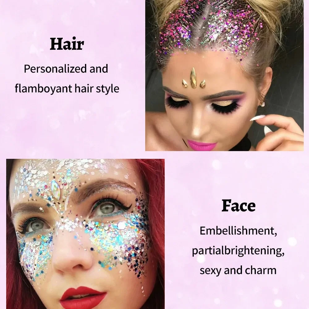 Body Glitter Gel Multifunctional Face Lip Hair Loose Sequins Flash Liquid Eyeshadow Festival Stage Makeup Decoration Cosmetics 5