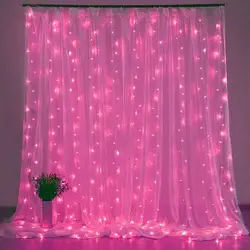 Enchanting LED Fairy Garland - 8 - Mode Battery - Powered String Lights - 3Mx2M 200LED (Pink)