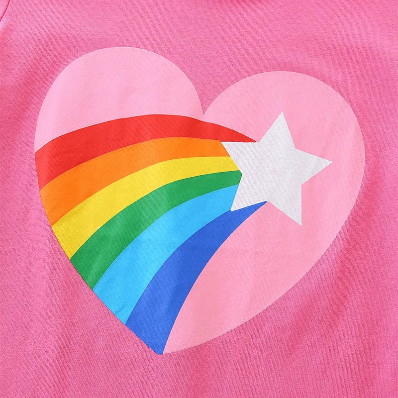 Kids Clothes Tops Korean Baby Girls Blouses T-shirt Cartoon Hearts Rainbow Cotton Tops Chidlren's Clothing