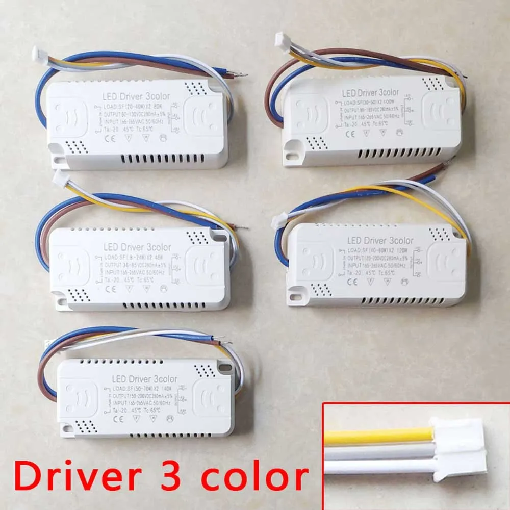 LED Driver 3 Color Adapter For LED Lighting Non-Isolating Transformer Replacement 8W-70W Constant Current Drive For Ceiling Lamp