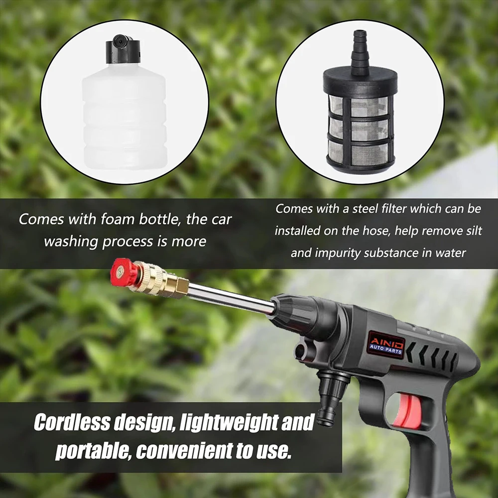60BAR Wireless High Pressure Car Wash Water Gun Car Washer Self Priming Sustain 300W For Auto Home Garden Cleaning Car Washing 3