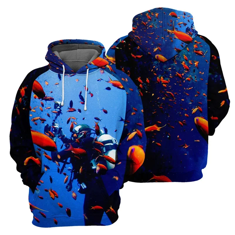 thumbnail image 1 of Sudadera con capucha de buceo con estampado 3D para hombre, sudaderas de manga larga con patrón de fotografía, camisetas deportivas de calle de otoño, sudaderas con capucha de gran tamaño, 1 of 5