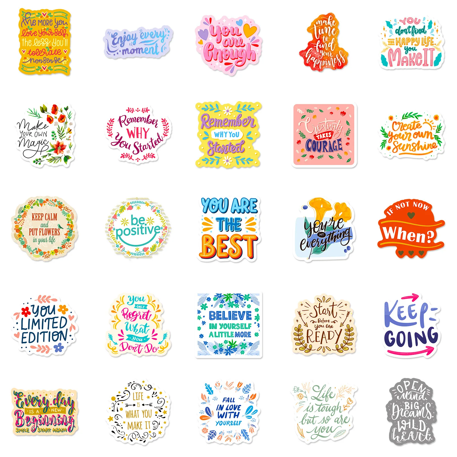 Inspirational Stickers Motivational Aesthetic Stickers for Women Adults Laptop Water Bottles Phone Case 50PCS cartoon decoration stickers,cartoon stickers,custom stickers,retro decoration stickers,crystal clay stickers